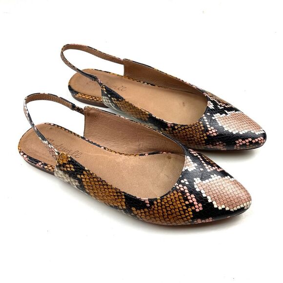 Madewell Margot slingback brown blush snake print pointed toe flats size 7.5 - Picture 3 of 6